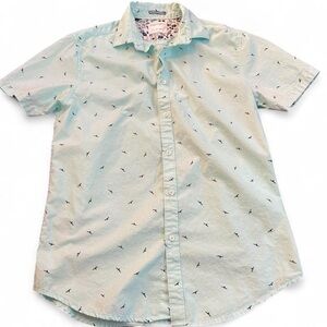 Denim & Flower Ricky Singh Bird Novelty Print Button Down Shirt Men’s S Resort